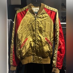 Hysteric Glamour Gold Satin Jacket with Pink & Teal Label